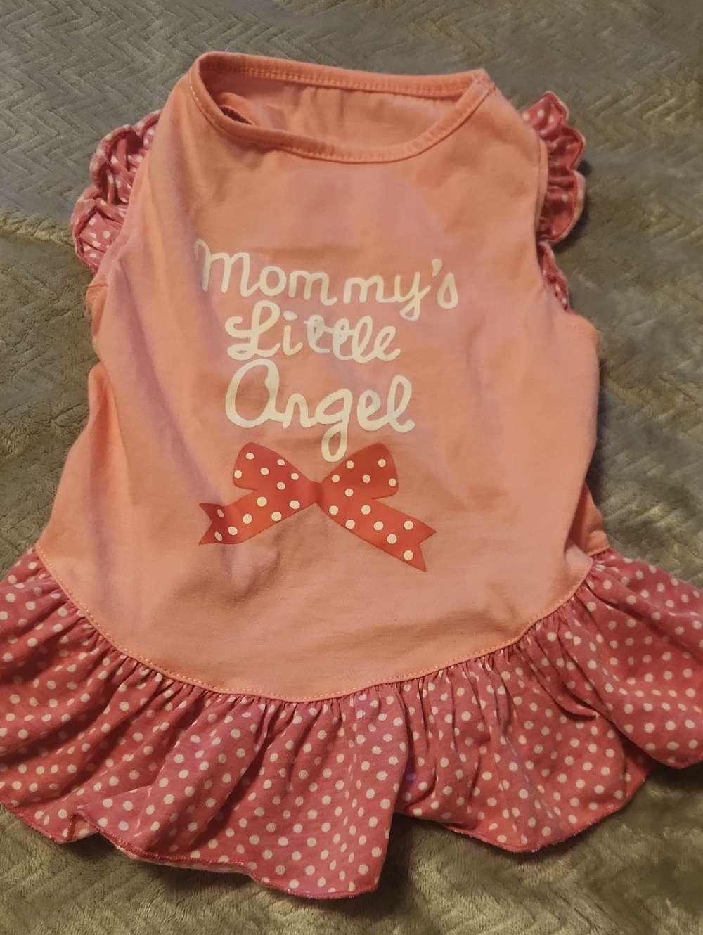 Pink "Mommy's Little Angel" Polka Dot Dog Dress